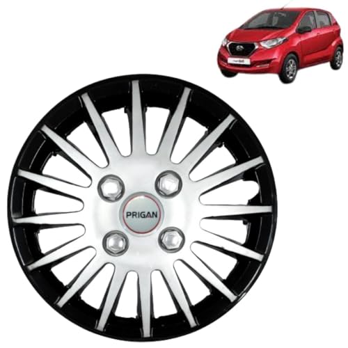 Image of PRIGAN REDI GO Black Silver Wheel Cover 13 inch for -REDI GO (Set of 4 Pcs) (Press Fitting) Model- Camry Black Silver 13