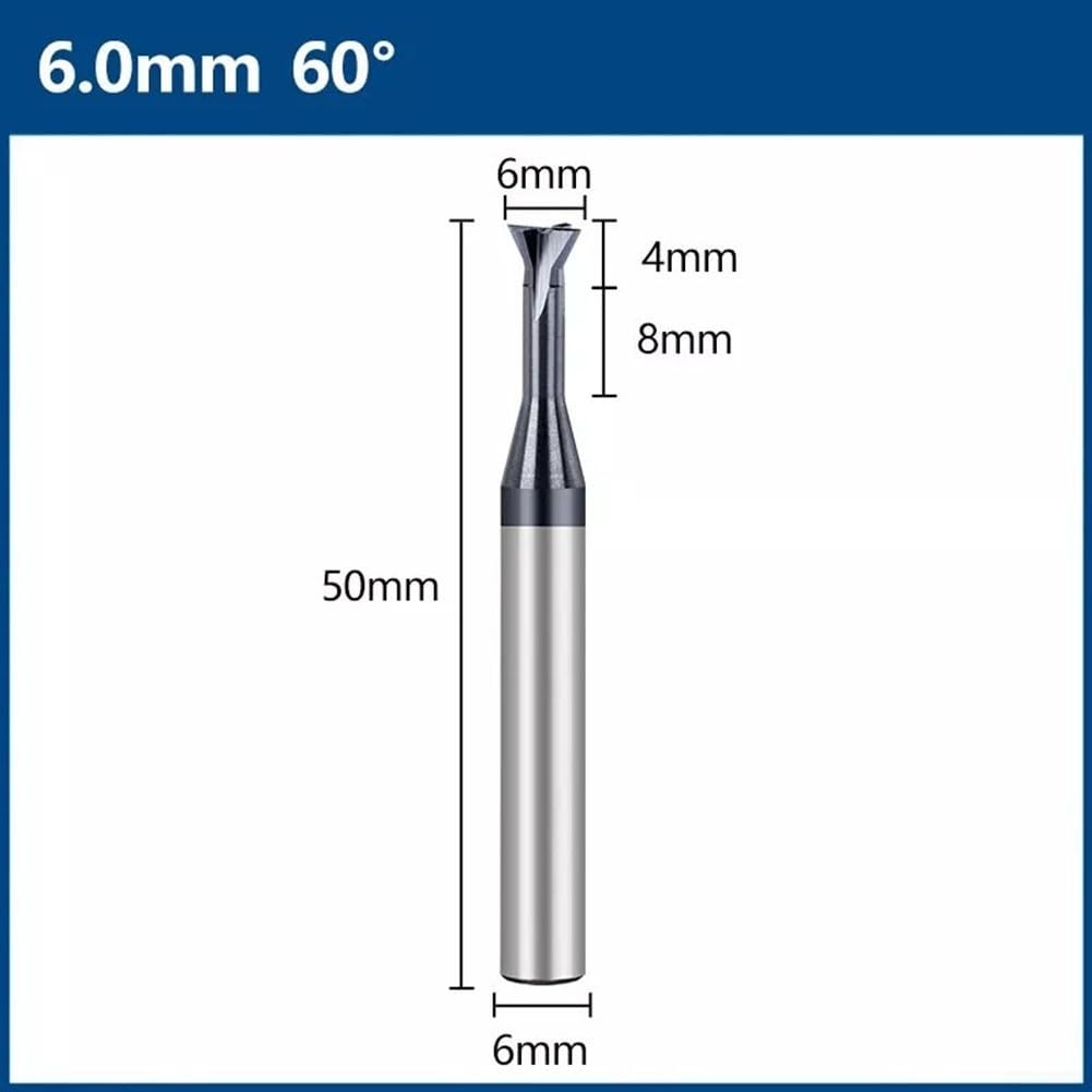 Fresa de cola de milano CNC de alto rendimiento de 6 mm, ángulo de 60 grados