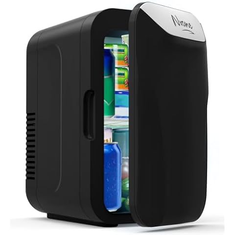 NXONE Mini Fridge,8 Can/6 Liter Small Refrigerator,110VAC/ 12V DC Portable Thermoelectric Cooler and Warmer Freezer Skincare Desk Little Tiny fridge for Cosmetics,Foods, Bedroom,Dorm,Office,and Car Cover