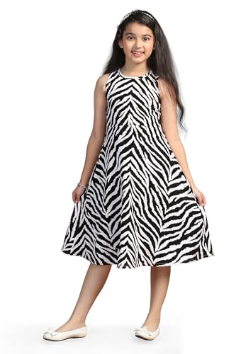 Image of Fashion Dream Girls Fit & Flare Calf-Length Printed Dress|Fancy Western Dresses|Casual Kids Frocks