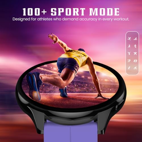 Image of PunnkFunnk Active 5 Smart Watch with 1.3 inch AMOLED HD Display | Bluetooth Calling, AI Voice Assistant, 100+ Sports Modes, Heart Rate & SPO₂ Tracking, IP68 Waterproof for Men & Women- (Purple)