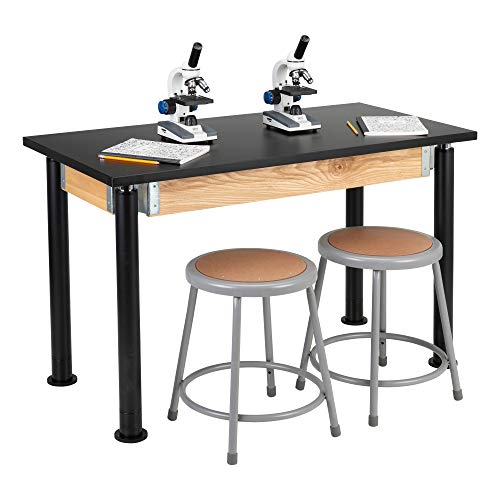 Image of Learniture Heavy-Duty School Science Lab Table with Chemical-Resistant Top, Adjustable Height Science Table for Classrooms, 24 inch L x 48 inch W x 29 inch H, Black