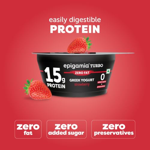 Image of Epigamia Turbo 15g Protein Yogurt, Strawberry - 140g