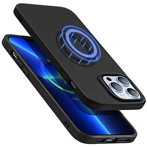 ESR シリコンケース iPhone 13 Pro Max 対応 MagSafe 対応ケース HaloLock 磁気充電ソフトケース リキッドシリコン 衝撃吸収 カメラプロテクター クラウドシリーズ ブラック