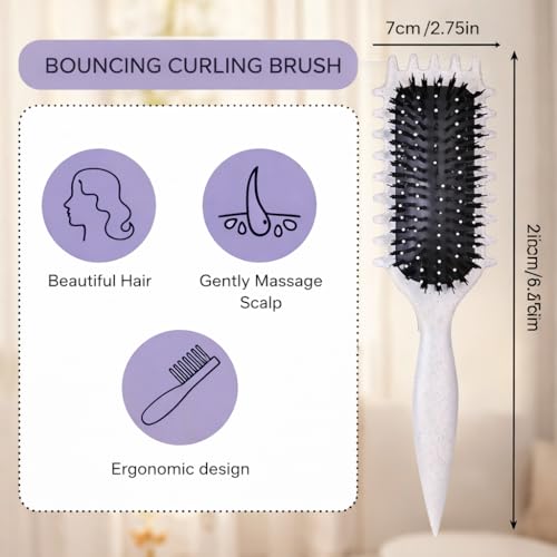 Image of KAIDAA Curl Defining Hair Brush for Curly & Wavy Hair | Detangling & Anti-Frizz Styling Brush for Wet & Dry Hair | For Thick & Frizzy Hair (Pack of 1) (White)