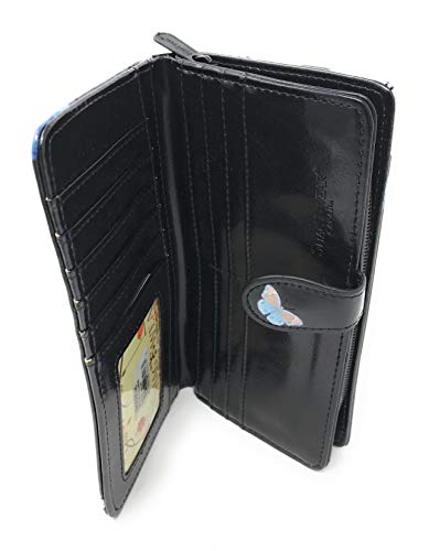 Shag Wear Butterflies Large Nature Wallet for Women and Teen Girls Vegan Faux Leather 7" Black4