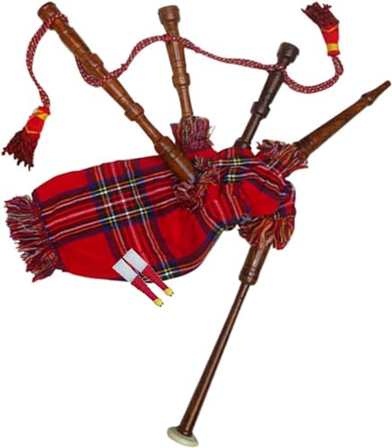 Dragon Kids Small Scottish Highland Bagpipes Junior Full Playable Set Various Tartans with 2 Reeds (Royal Stewart)