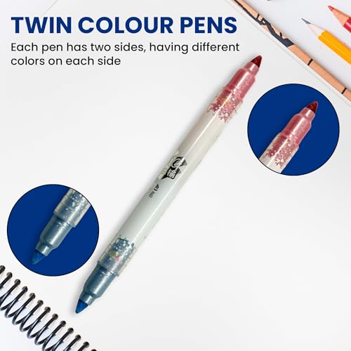 Image of WISHKEY Double-Head Glitter Marker Pens, Shining Non-Toxic Ink, Quick Drying Shimmery Colorful Highlighter Pens for Multipurpose, Stationery Items for Kids and Adults, 8+ Years (Pack of 6, Multicolor)