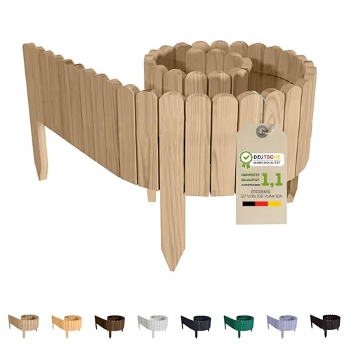 Floranica Beetumrandung Beeteinfassung 10 x 200 cm Unbehandelt Rasenkante Holz Gartenzaun Holzzaun...