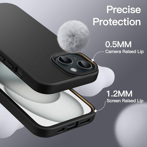 Image of JETech Silicone Cover Case for iPhone 15 6.1-Inch, Silky-Soft Touch Full-Body Protective Phone Case, Shockproof Cover (Black)
