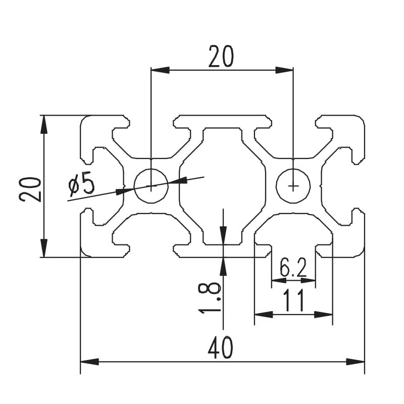 Miniatura 7 de 2PCS 11.811 in Negro T Tipo 2040 Perfil de extrusión de aluminio Guía de riel lineal anodizado estándar europeo para piezas de impresora 3D y