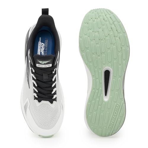 Image of Red Tape Men's Sneakers Grey Green Mesh Round Toe Lace-Up All-Day Comfort