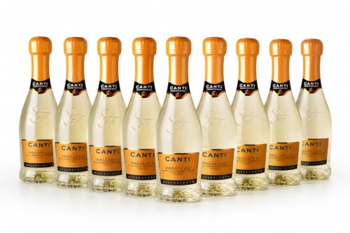 Canti - Prosecco D.O.C. Millesimato Extra Dry Wine in Baby Bottles Italian Glera Grape Variety from Veneto Fruity and Floral Taste 12x200 ml