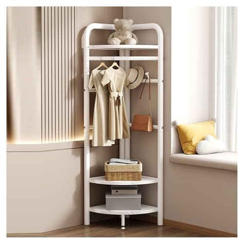 Porte-manteau d'angle autoportant au design minimaliste blanc pour vestiaire