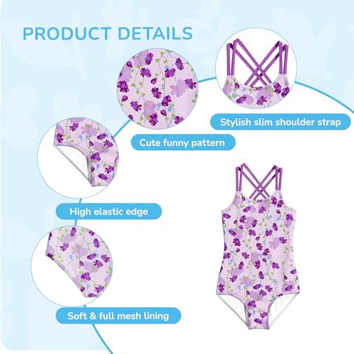 Image of LQSZ Girls One Piece Swimsuits Quick Dry Beach Bathing Suit Cross Shoulder Strap Swimwear