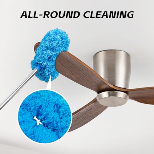 Image of DRQ Ceiling Fan Cleaner Duster, Reusable Microfiber Duster with Extension Pole, 13 to 48 Inch Fan Blade Cleaner, Removable Dusters for Cleaning Walls Bookshelves Door Window Top (Blue)