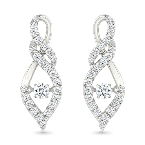 DGOLD Sterling Silver Round White Diamond Fashion Earring (0.63 cttw)