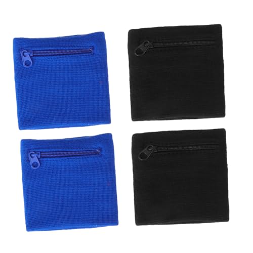 4pcs Sports Wristband Zipper Workout Wallet Gym Wrist Bag Breathable Pocket Sweatband