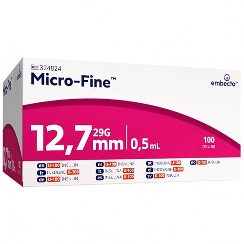 Embecta Micro-Fine 0.5ml U-100 with 29G 12.7mm Syringe | Multipurpose Use Syringe | Model No: 324824 | Latex-Free CE Certified Pack of 100
