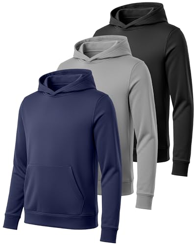 PURE CHAMP 3 Pack Mesh Boys Hoodies Active Athletic Quick Dry Pullover Hoodies For Boys Essentials Hoodie Lightweight 4-20
