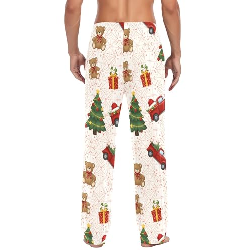 Men's Pajama Bottom Christmas Trees Bears Trucks Cotton Pajama Pants Drawstring Sleepwear Long Pants Pockets3