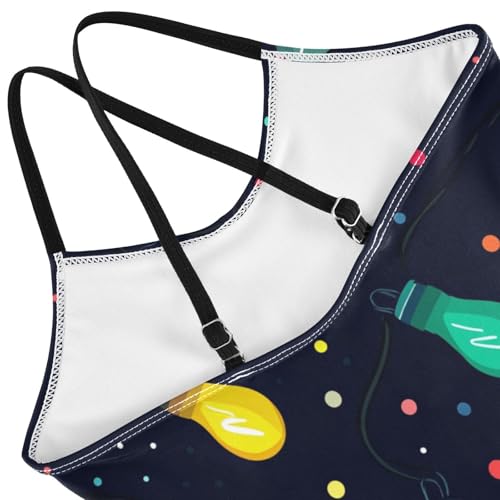 KLL Colorful Christmas Light Bulbs Girls' 1-Piece Bathing Suit Summer Swimwear with Adjustable Straps Quick Dry4