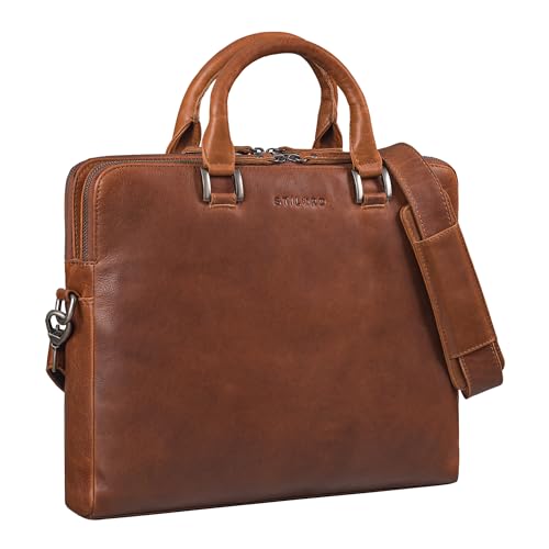 Sac affaires cuir véritable femme chic marron chêne sacoche ordinateur 15.6 pouces bureau