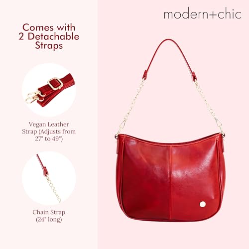 Image of Modern+Chic Crossbody Bags for Women - Marissa Saddle Crossbody, Vegan Leather Shoulder or Handbag with Two Adjustable Straps