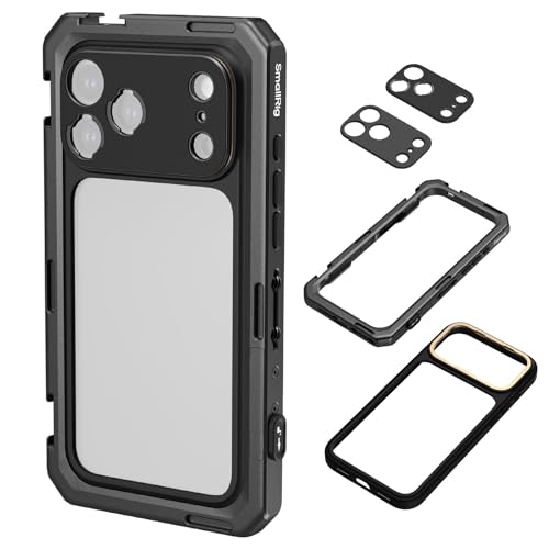 SMALLRIG Mobile Video Cage for iPhone 17 Pro Max Case with T-Mount Lens Backplate and 17mm Threaded Lens Backplate TPU Soft Frame for Video Shooting and Live Streaming Basic Edition - 5546