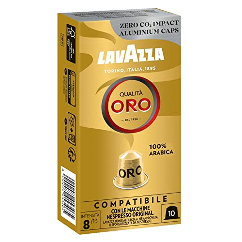 Lavazza, Qualità Oro, 10 Cápsulas de Café Compatibles con las Máquinas Nespresso* Original, con Notas Aromáticas…