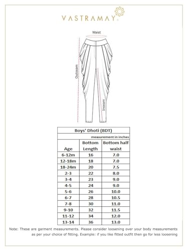 Image of Vastramay Boys' Pure Cotton Traditional Dhoti, Classic Solid Ready-to-Wear Dhoti for Kids with Elastic Waistband