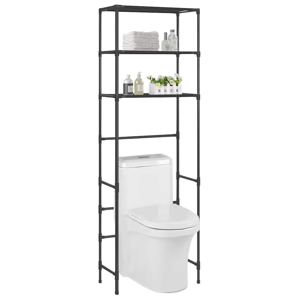 Scaffale Bagno 3 Ripiani Nero 53x28x169 cm