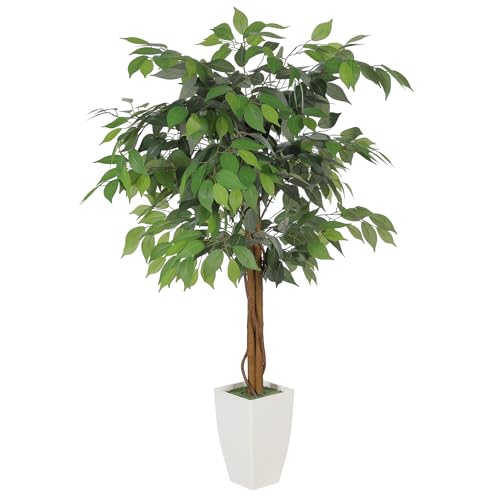 FEELEAD フェイクグリーン ベンジャミン 高さ約120cm 観葉植物 人工観葉樹 大型 インテリア 造花 室内 オフィス リビング おしゃれ 鉢付き 人工植物 ギフト 開店祝い 引越し祝い プレゼント 父の日