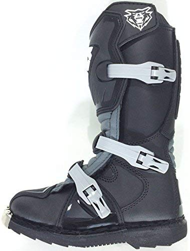 MOTORBIKE WULFSPORT WULF KIDS LA MX ENDURO BOOTS Motorcycle Motocross Cub LA Junior Quad ATV BMX MTB Off Road Sport Racing Armour Boots BLACK (UK 6 / EU 39)