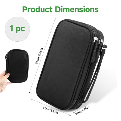 Aihoom Portable Cable Organiser Bag Travel Organiser Pouch, Double-Layer Electronics Accessories Organiser Bag, All-in-One, Power Bank, Earphones, USB, Travel Gadget Bag Cable Organiser Black