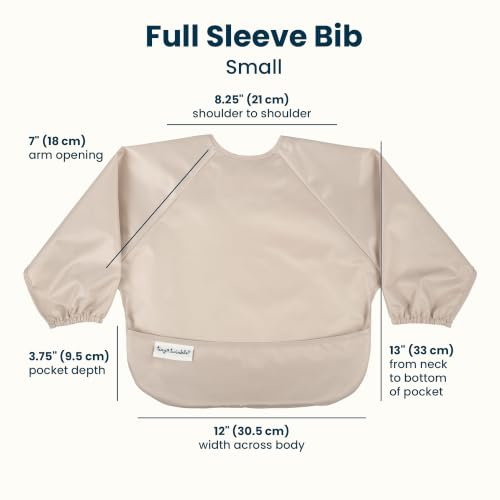 Image of Tiny Twinkle Long Sleeve Bib for Babies & Toddlers | 2-Pack Waterproof Smock Bib for Eating | Machine Washable & Mess-Proof Feeding Essentials | Newborn Shower Gift (Periwinkle Putty,6-24M)