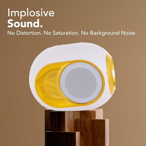 Image of Smart Wireless Speaker Water Resistance, Wireless Bluetooth Speaker TWS Feature, Up to 6H Playtime, Wireless Sound Box Stereo Surround Music Bass Speaker Outdoor Speakers (White-Gold)