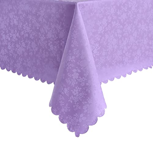 Image of Romanstile Waterproof Vinyl Tablecloth Rectangle, 60 x 144 Inch, Rose Purple