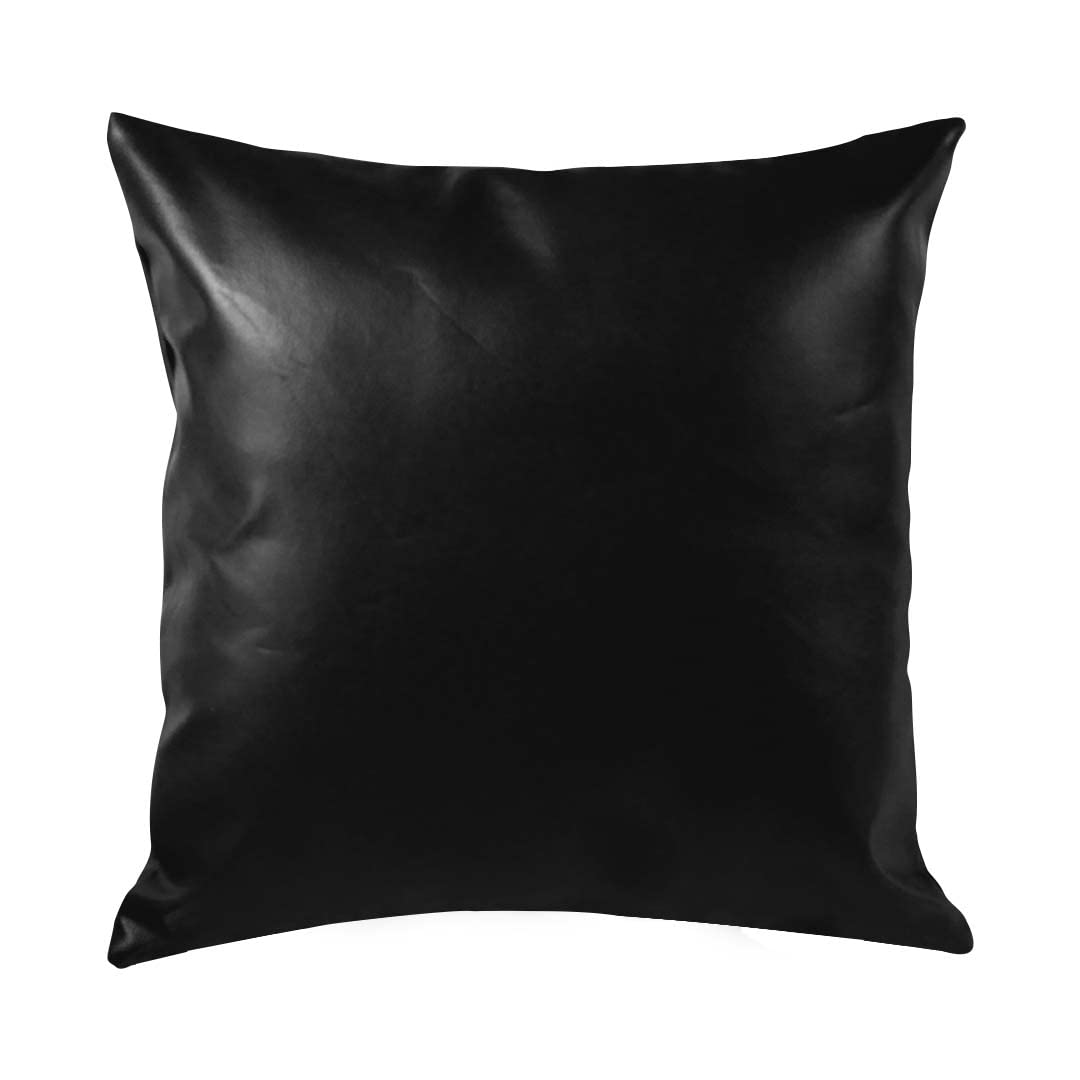 Profuse Premium Leatherette Throw Square Sofa Bedroom Pillow Cushion Set of 1 (16 x 16 with Filler, Black)