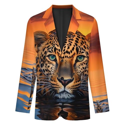 Leopard Water Sunset Men's Casual Blazers Slim Fit Sport Coats Blazer Two Buttons Suit Jacket for Work Party4
