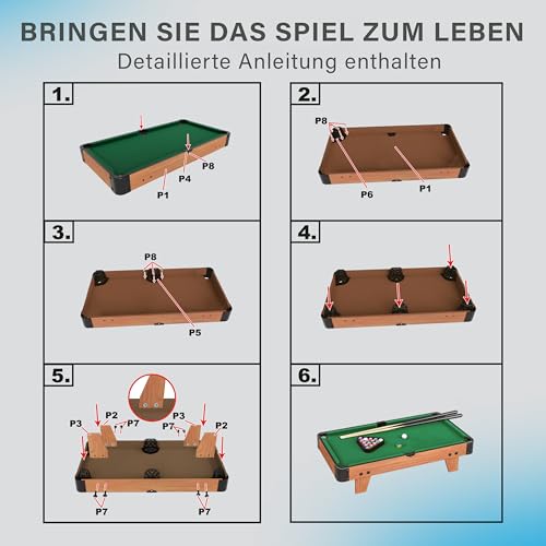 Spieltisch – 50 cm Kleiner Billardtisch, Mini-Billardtisch für Familienspielabende – einfache Montage erforderlich