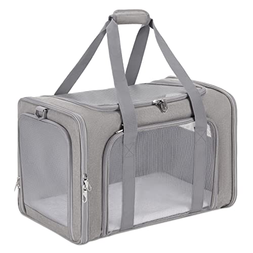 Echohana 2022 Upgraded Tsa Approved Pet Carrier, More Space And 1 Easily Identifiable Name Tags, 2 Prevent Escape Zipper, 4 Openings With Mesh Ventilation, Soft Wool Pad, Fits 15-25Lbs Pets #TOP17