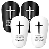 Ptwola 2 Pairs Mini Soccer Shin Guards 3.94 x 2.56 Inches Football Shins Pads Cross Small Shin Guards with Bible Extra Mini Shins Guard Soccer Black & White Cross Football Pads for Teenagers Men Women