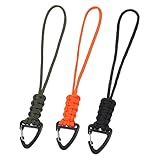 Mabor 3 Pack Paracord Lanyard with Triangle Carabiner Clip – Durable Rope Keychain for Keys, Backpack, Outdoor Survival, Camping & Gear (Black, Army Green, Orange)