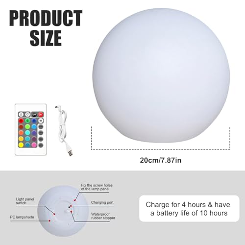 Boule lumineuse LED 16 couleurs télécommandée pour éclairage extérieur