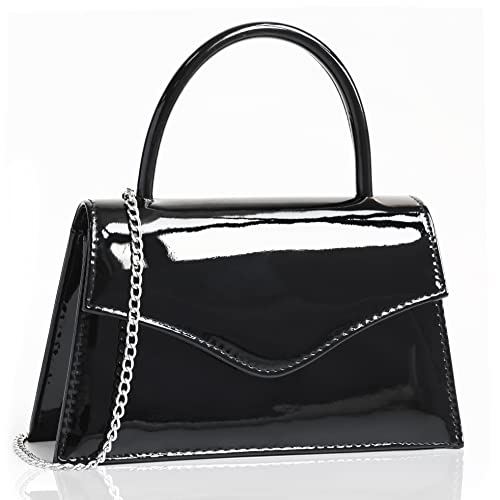 Milisente Women's Evening Bag Bridal Party Clutch Purses Cocktail Prom Handbags With Patent Leather(Black) #TOP7