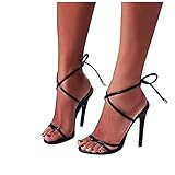 LLDG Damen High Heel Riemchen sandalen Elegante Stilettos Sexy Open Toe Römische Sandalen Modische Fischmaul Peep Toe Sandalen Zarte Party Bankett Nachtclub Sandalen Frauen Einfarbig Abendschuhe
