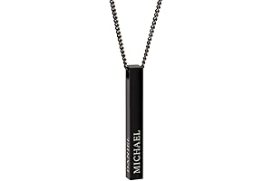 Black Necklace for Men: Personalized Men Name Necklace, Engraved Necklace for Dad,...