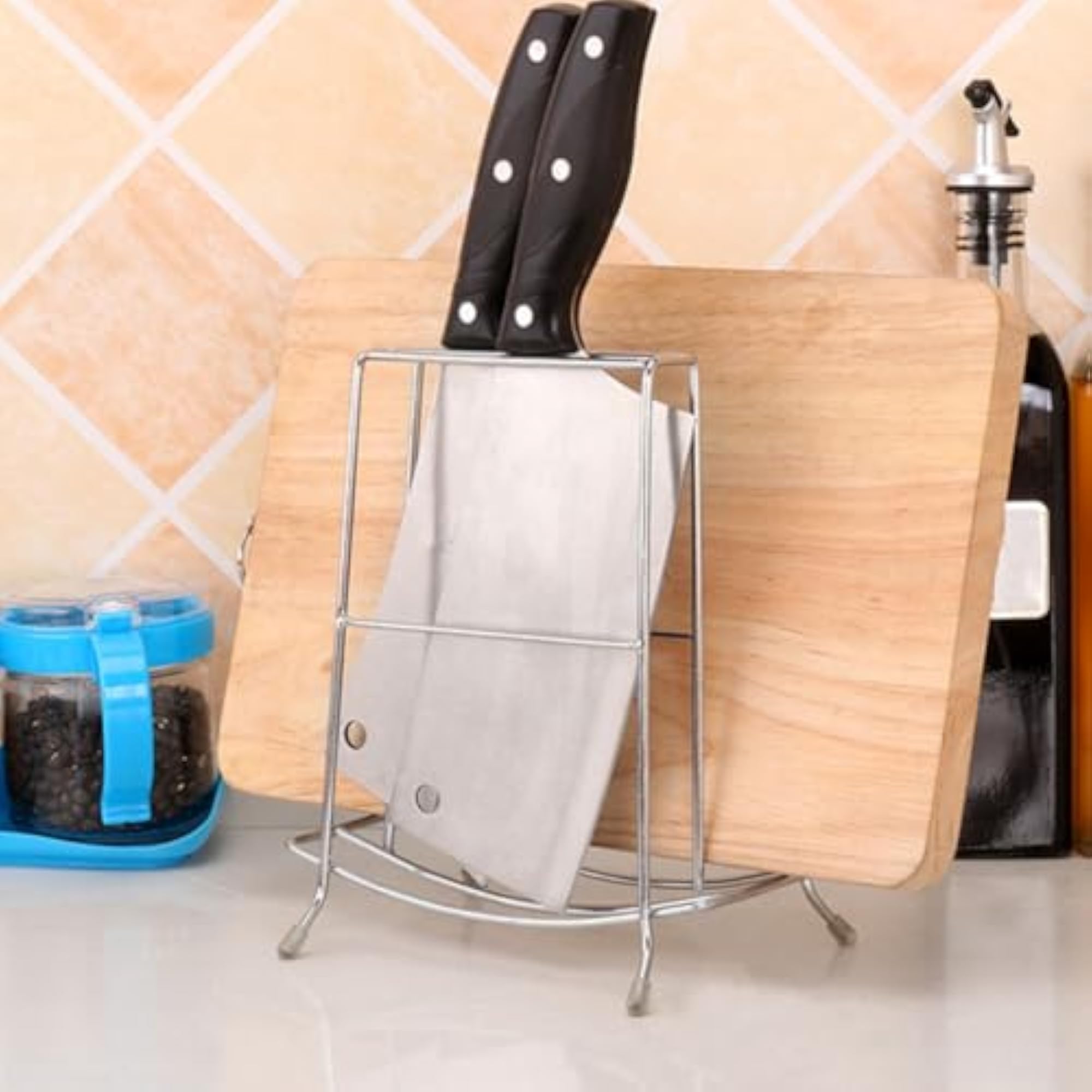 Stainless Steel Cutting Board and Pot Lid Organizer Rack