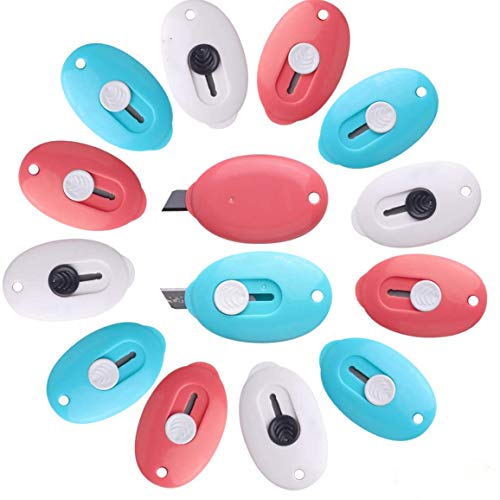 MOSKOS 12 Pack Mini Retractable Utility Knife Box Cutter Letter Opener, Random Color